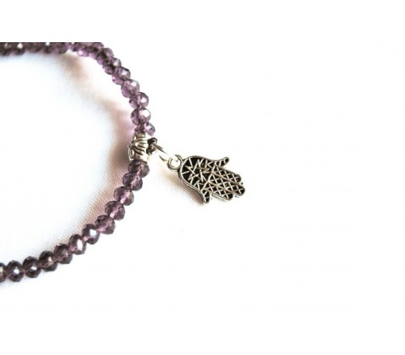 Bracelet KHMISSA en perles à facettes marine