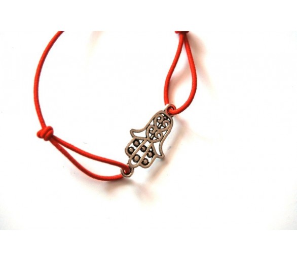 Bracelet KHMISSA élastique rouge argent